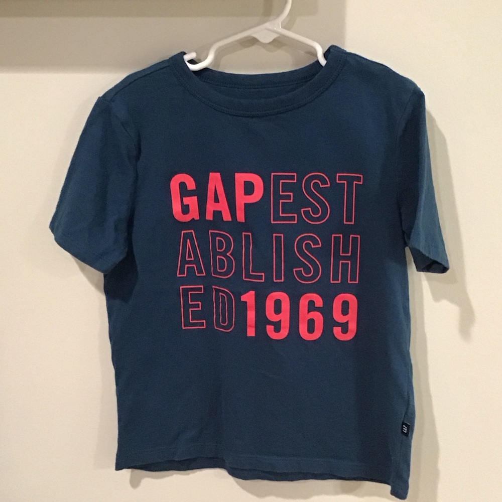 GAP Kids Navy Tee with Bold Red Lettering
